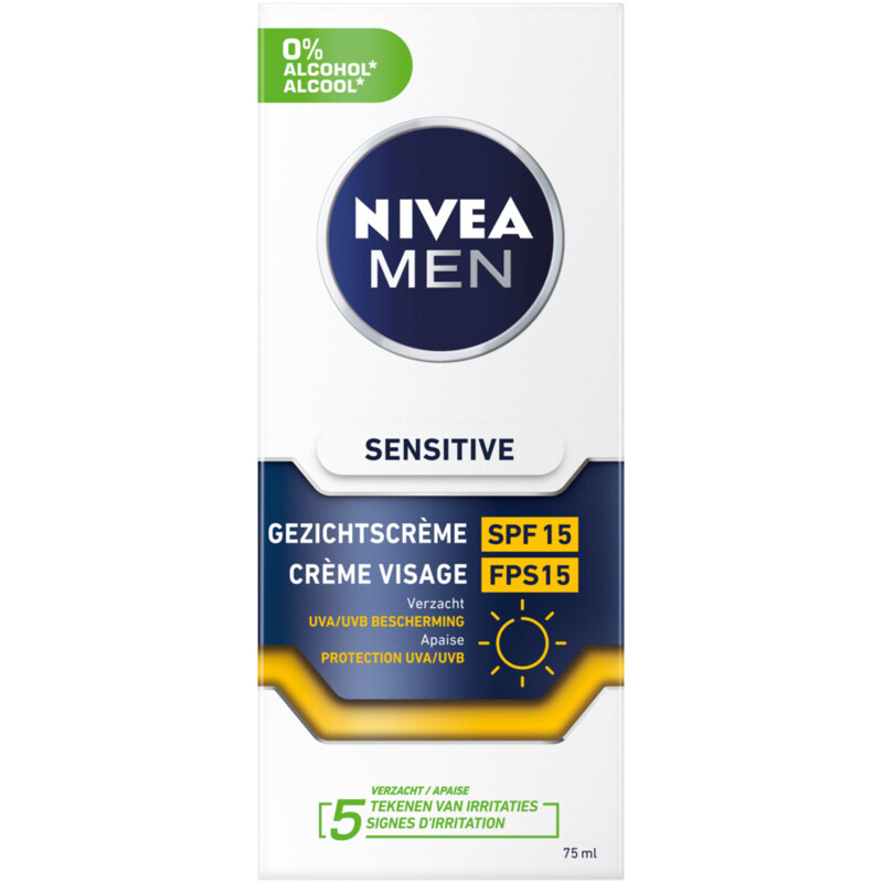 Een afbeelding van NIVEA Men sensitive spf 15 gezichtscreme
