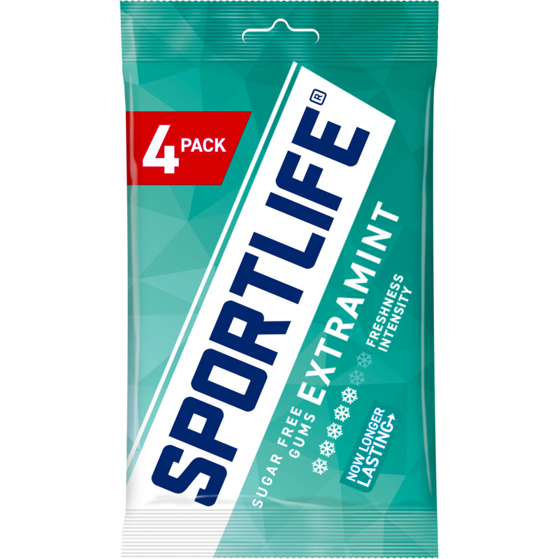 Een afbeelding van Sportlife Extramint sugar free gums 4-pack