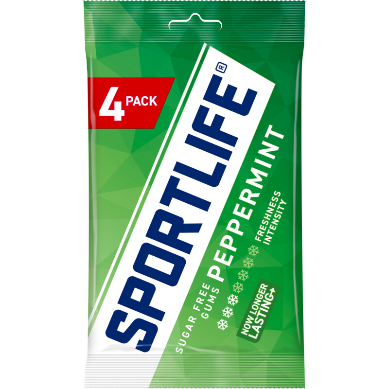 Een afbeelding van Sportlife Peppermint sugar free gums 4-pack