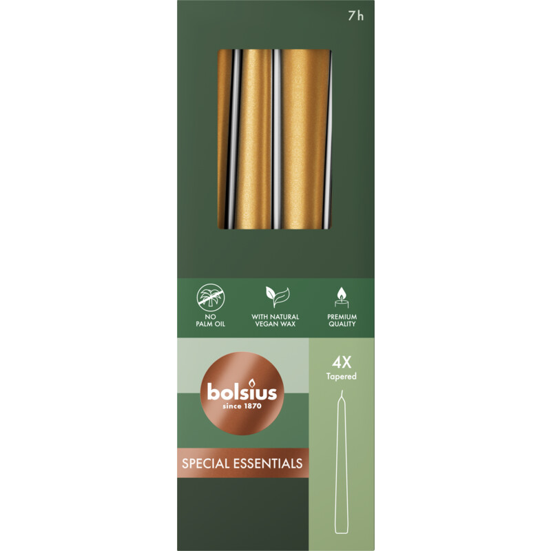 Een afbeelding van Bolsius Gotische kaarsen metallic golden orange