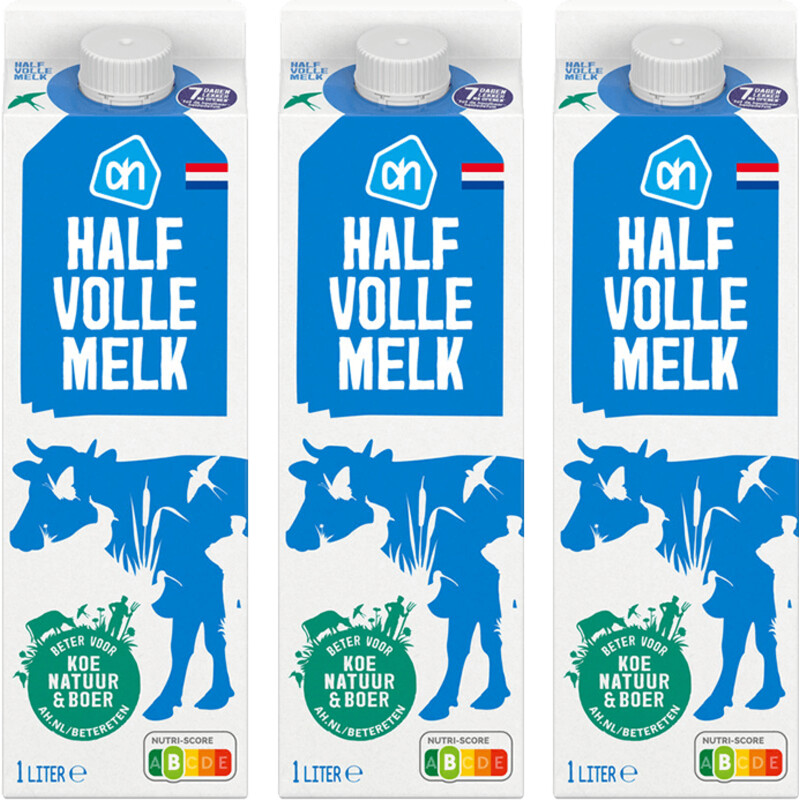Een afbeelding van AH Halfvolle melk 3-pack
