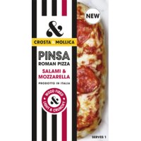 Een afbeelding van Crosta & Mollica Pinsa salami & mozzarella