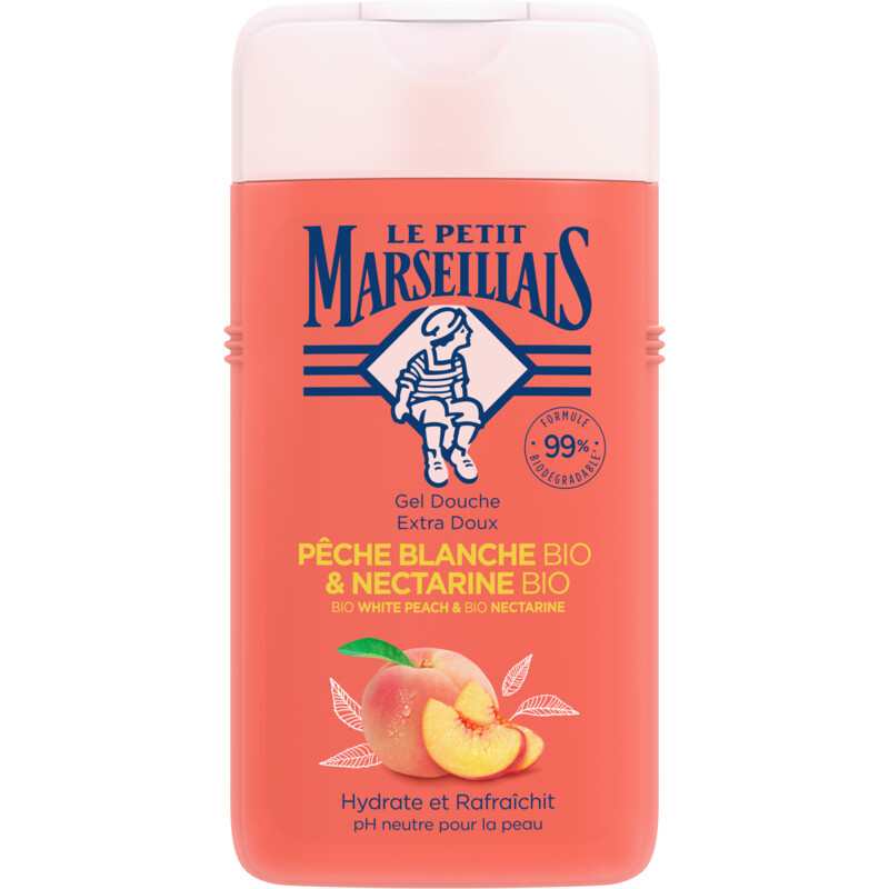Een afbeelding van Le Petit Marseillais LPM bio witte perzik&nectarine BEL