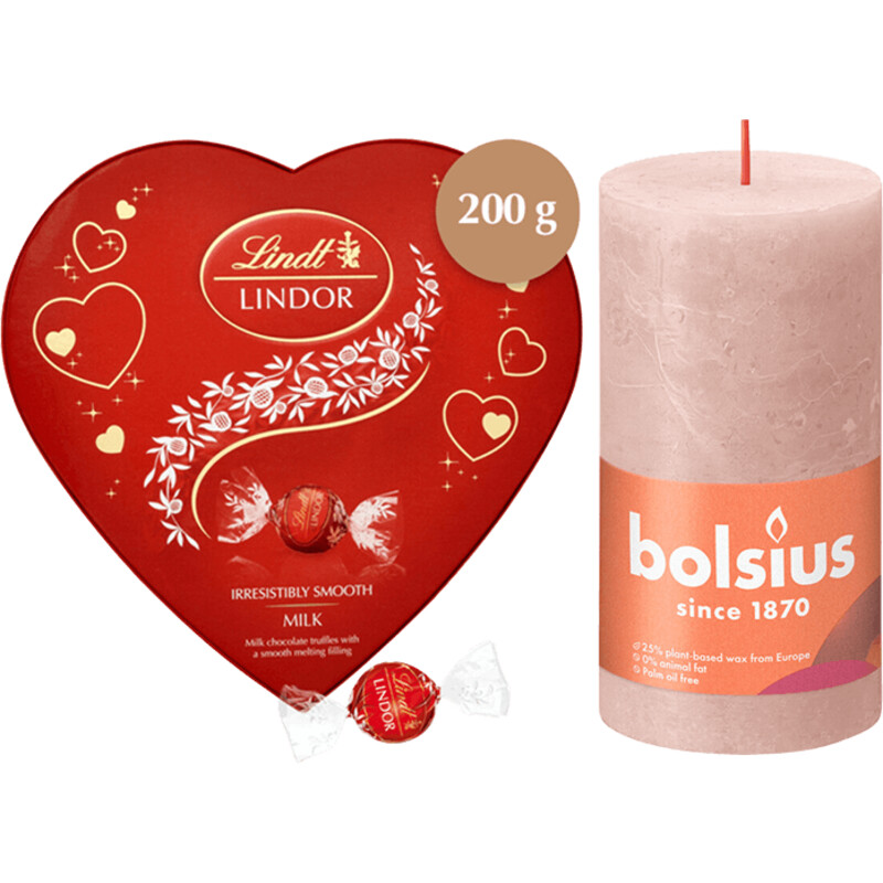 Een afbeelding van Lindt en Bolsius cadeaupakket