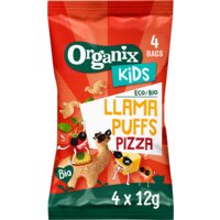Een afbeelding van Organix Kids llama puffs pizza