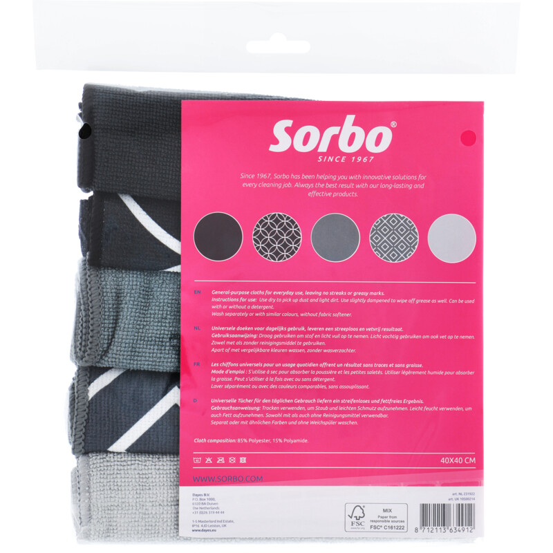 Een afbeelding van Sorbo Microvezeldoek zwart grijs