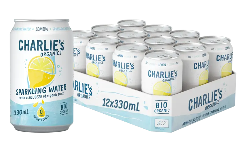Charlie's Organics sparkling water lemon 12-pack