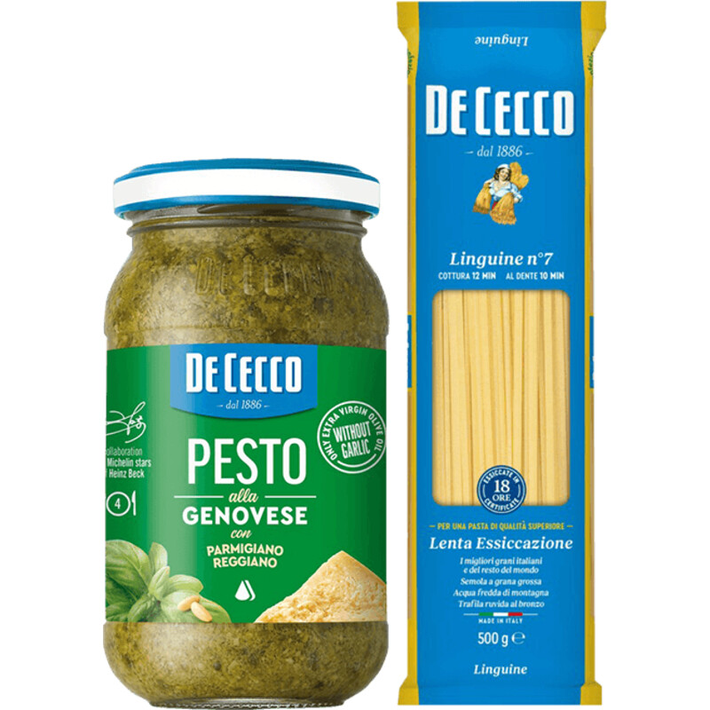 Een afbeelding van De Cecco Linguine al pesto pakket