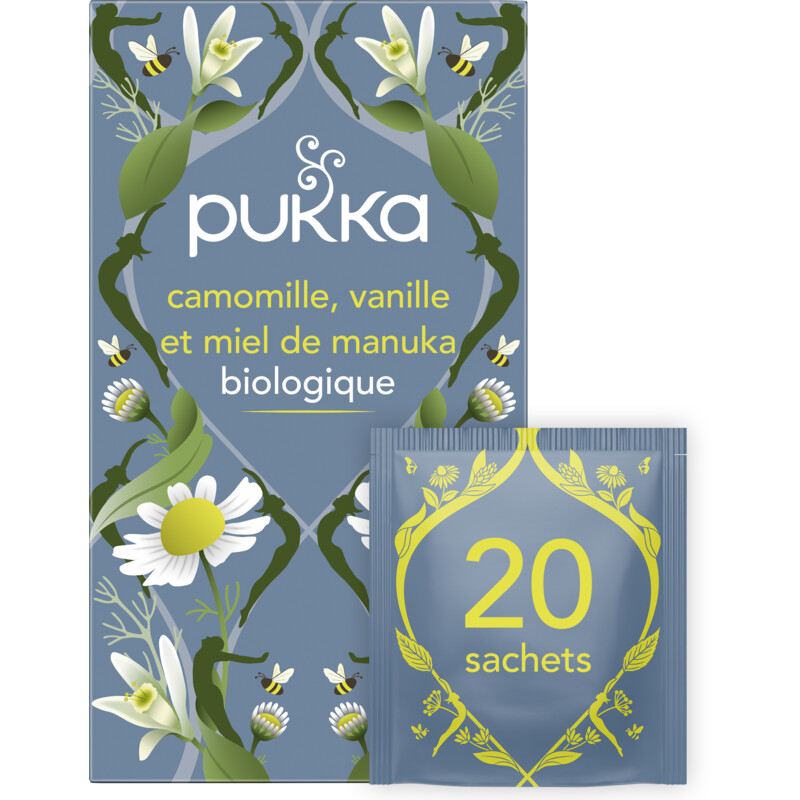 Een afbeelding van Pukka Chamomile vanilla manuka honey
