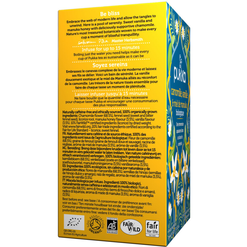 Een afbeelding van Pukka Chamomile vanilla manuka honey