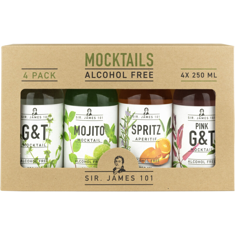 Een afbeelding van Sir. James 101 Mocktails alcohol free 4-pack