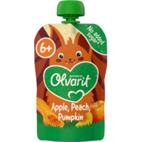 Een afbeelding van Olvarit Knijpfruit apple, peach, pumpkin 6m+