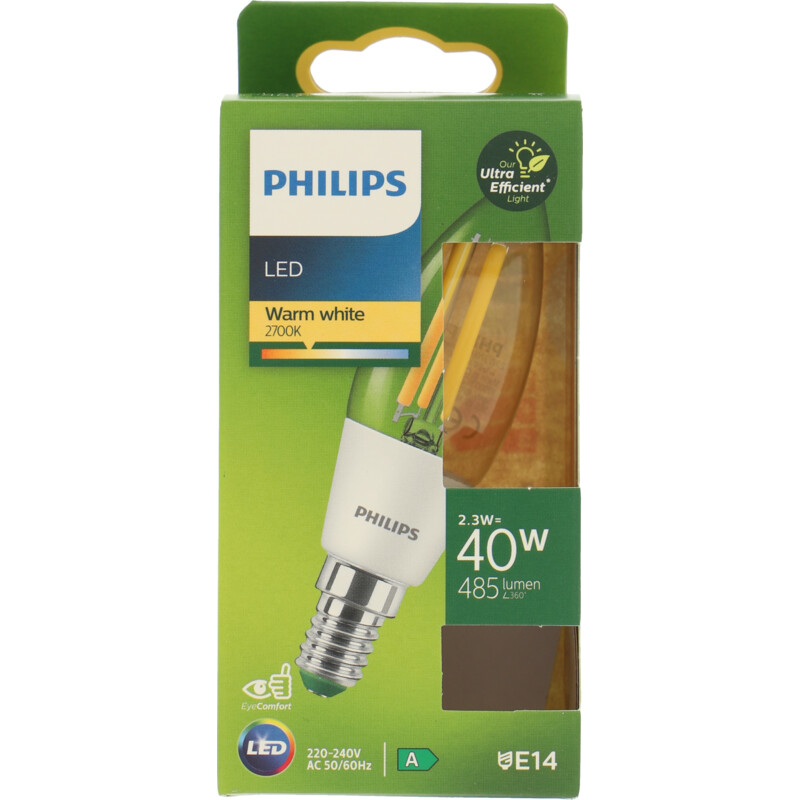 Een afbeelding van Philips Led fil kaars E14 40W helder
