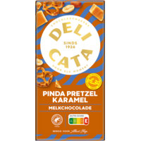 Een afbeelding van Delicata Reep pinda pretzel karamel melkchocolade