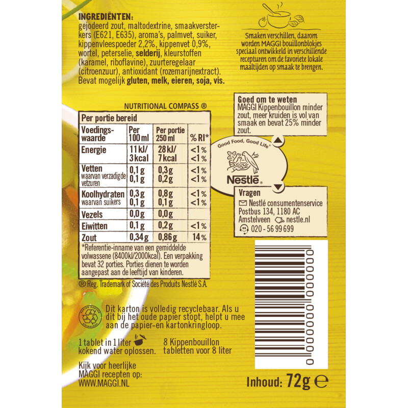 Een afbeelding van Maggi Kippen bouillon minder zout