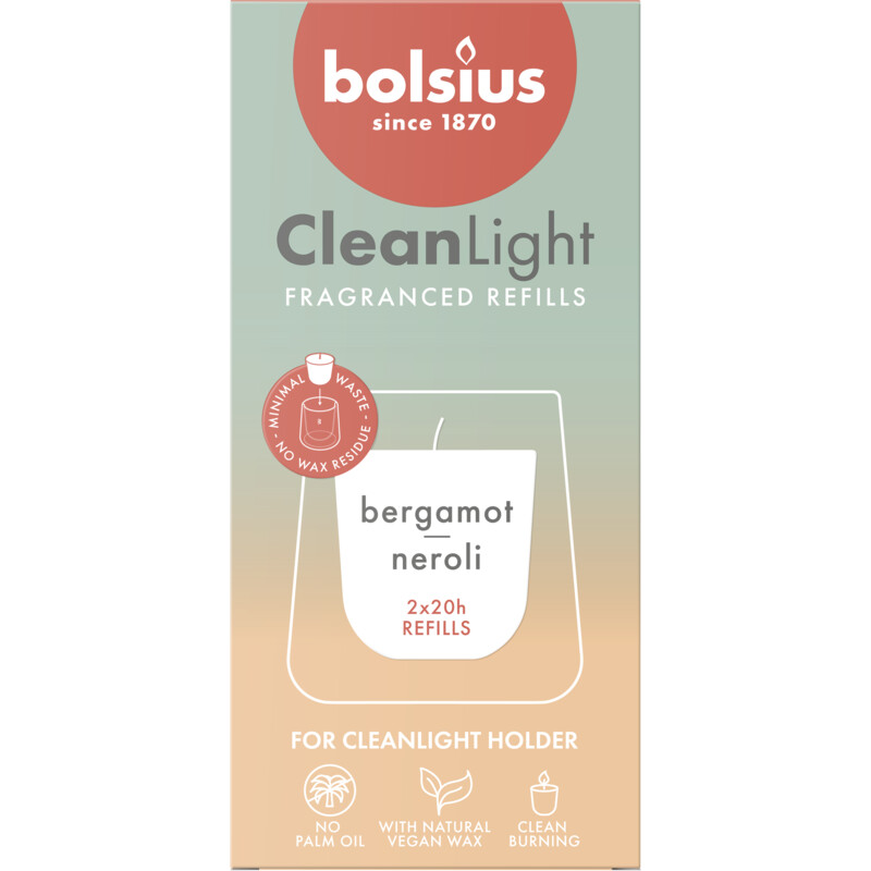 Een afbeelding van Bolsius Navulling clean light bergamot neroli