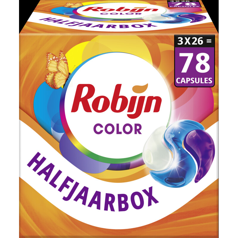 Een afbeelding van Robijn Wasmiddelcapsules halfjaarbox