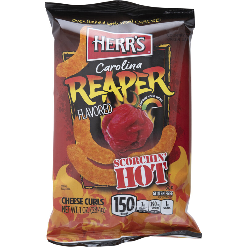 Een afbeelding van Herr's Carolina reaper scorcin hot cheese curls