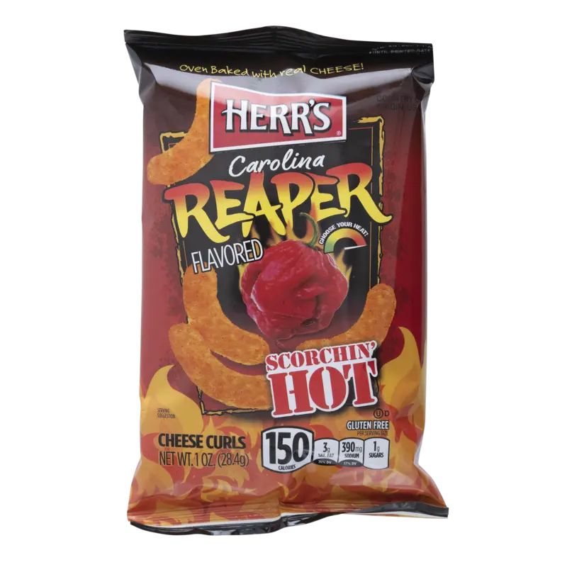 Carolina reaper scorcin hot cheese curls
