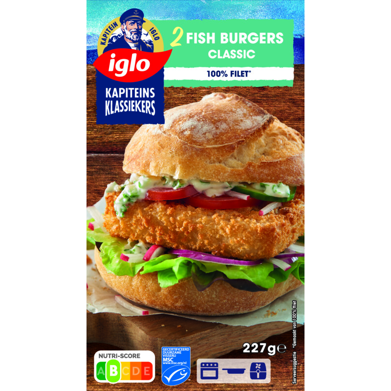 Een afbeelding van Iglo Fish burgers classic