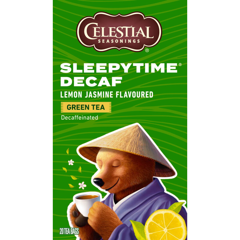 Een afbeelding van Celestial Seasonings Sleepytime decaf lemon jasmin green tea