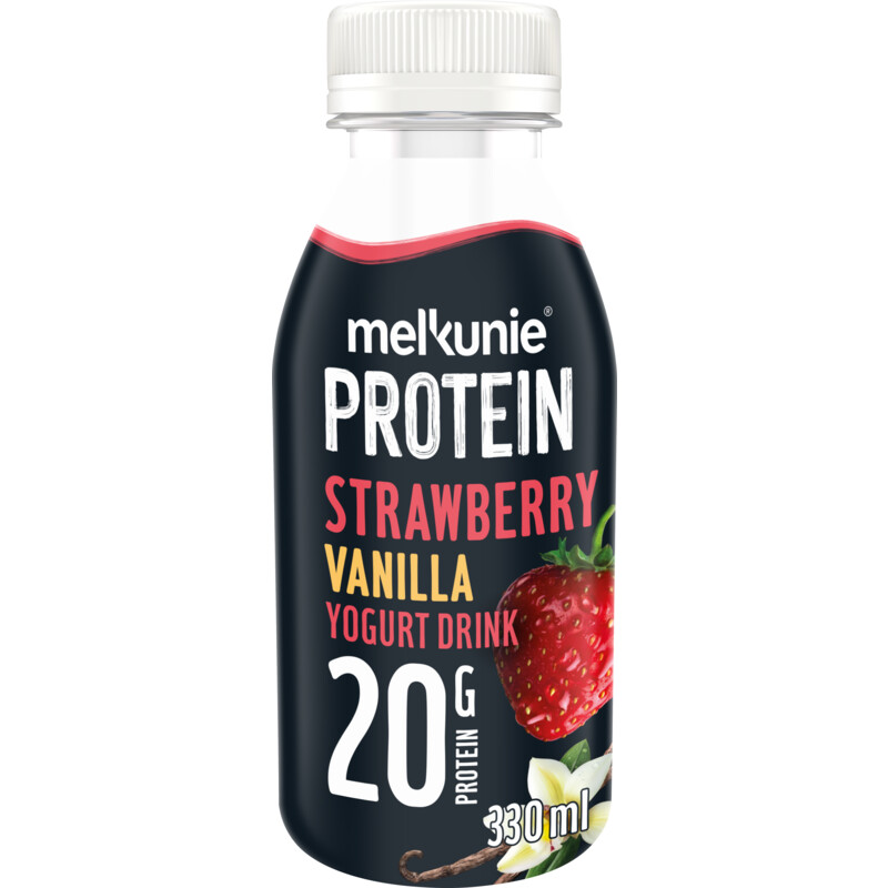 Een afbeelding van Melkunie Protein strawberry & vanilla yogurtdrink