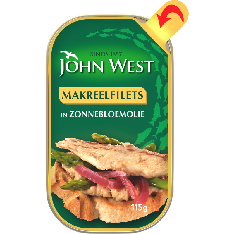 Een afbeelding van John West Makreelfilets in zonnebloemolie
