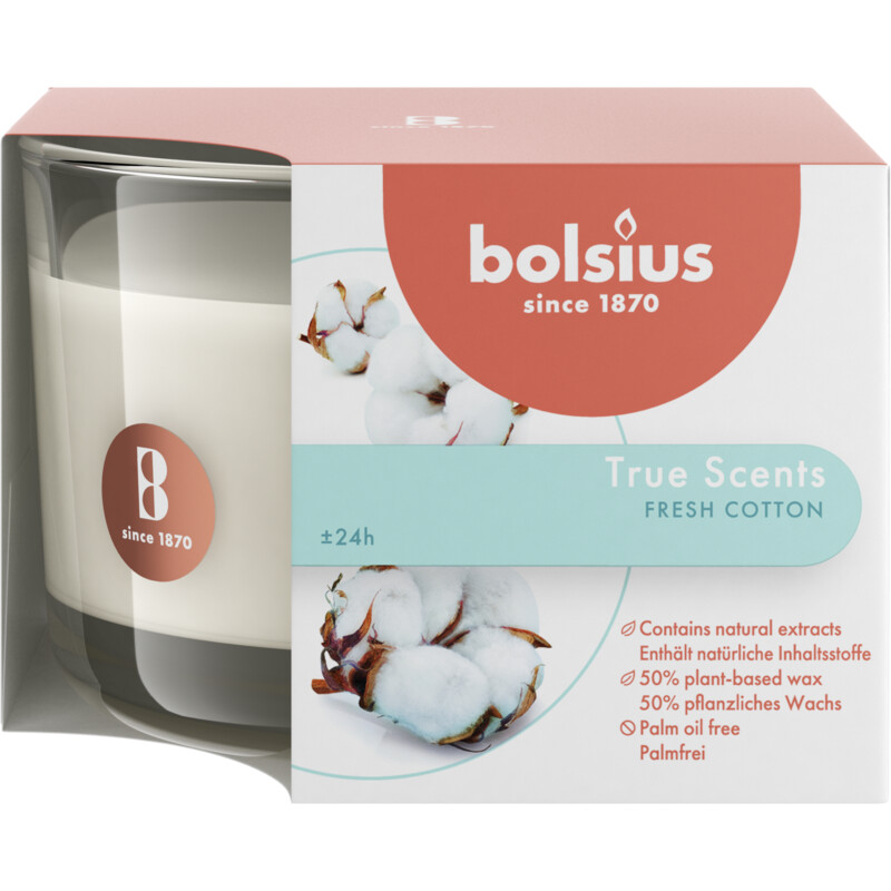 Een afbeelding van Bolsius Geurglas true scents fresh cotton