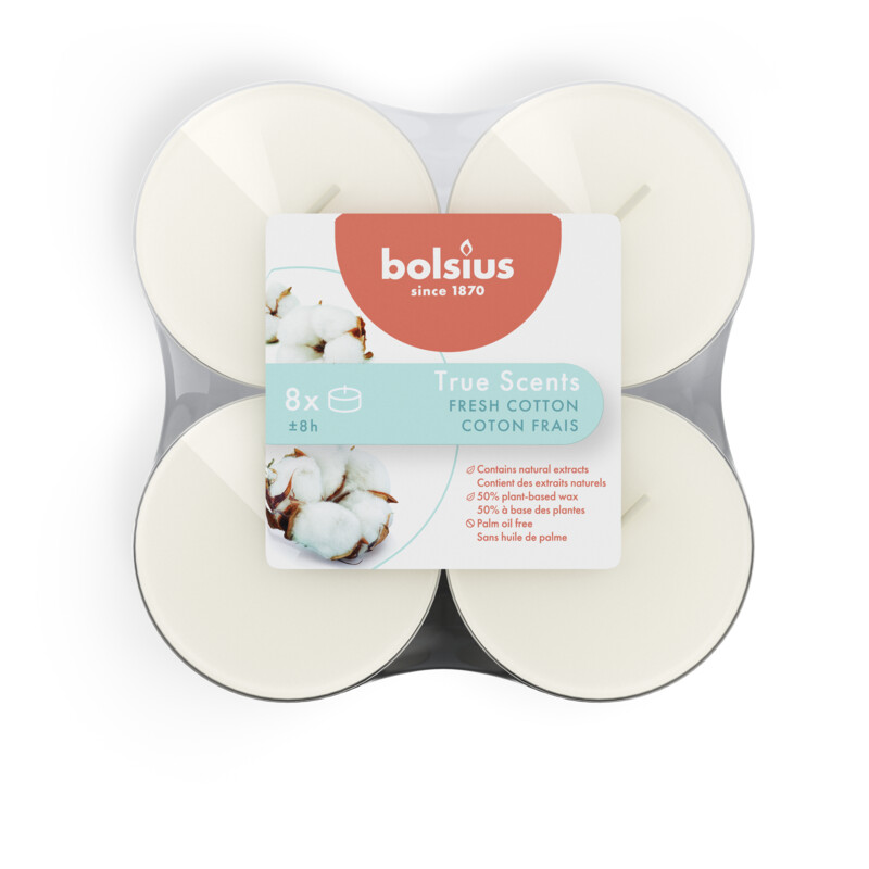Een afbeelding van Bolsius True scents fresh cotton 8uurs