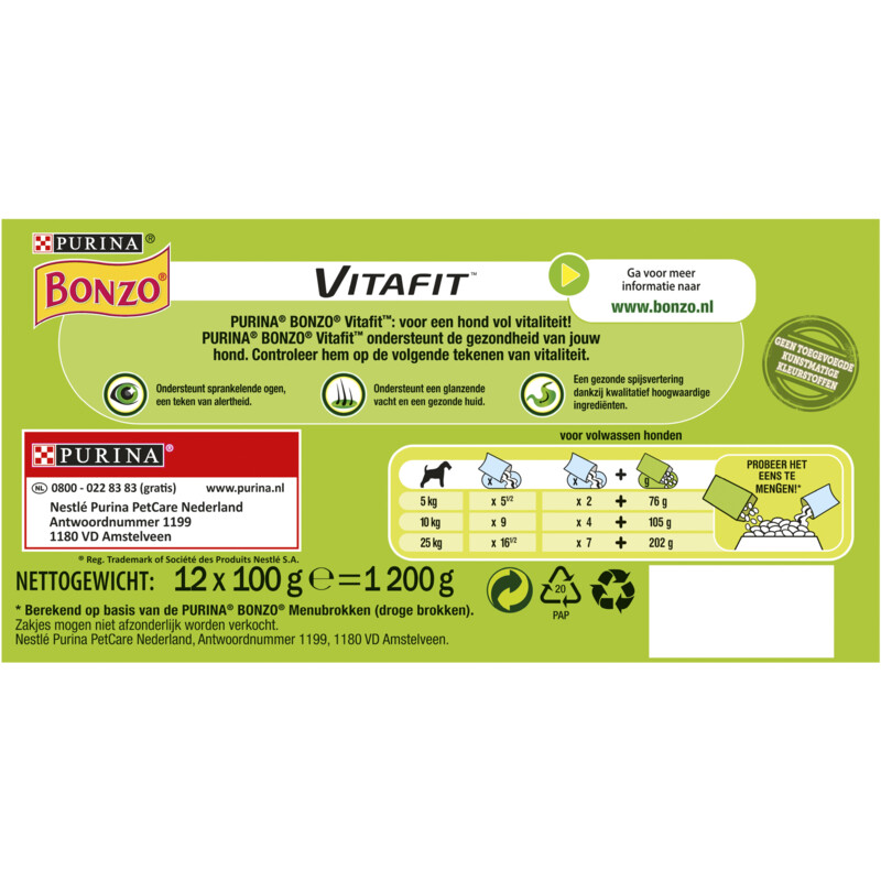 Een afbeelding van Bonzo Maaltijdzakjes in gelei met rund kip lam