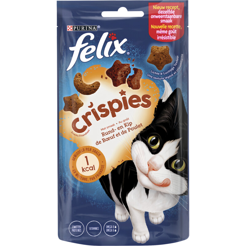 Een afbeelding van Felix Crispies rund- & kipsmaak kattensnack