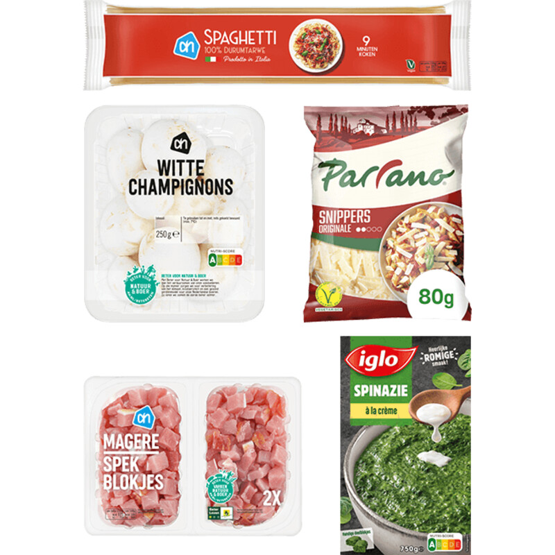 Een afbeelding van Iglo spaghetti met spinazie & spekjes