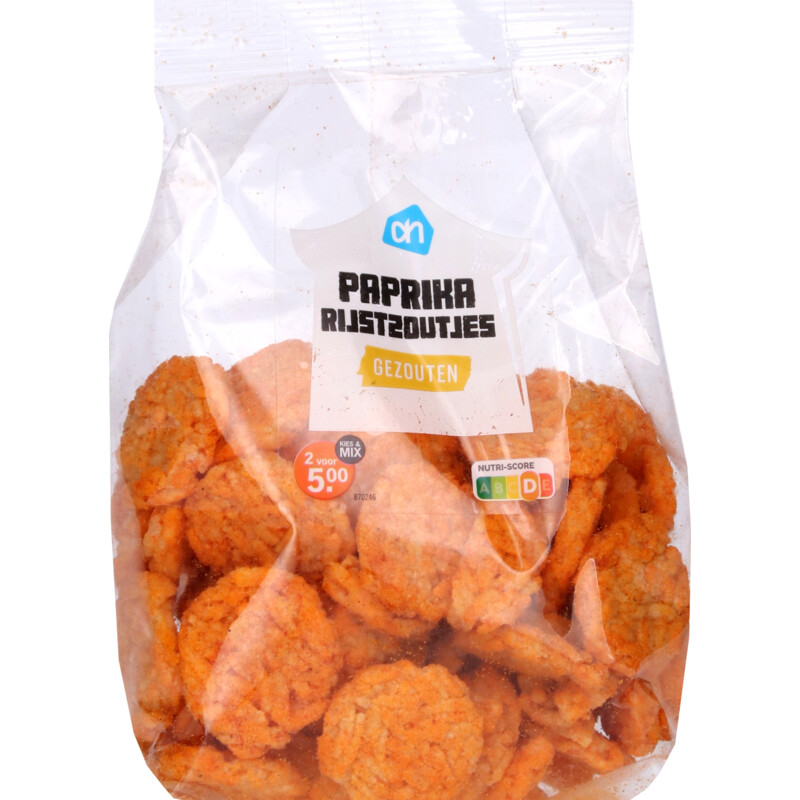 Een afbeelding van AH Paprika rijstzoutjes gezouten