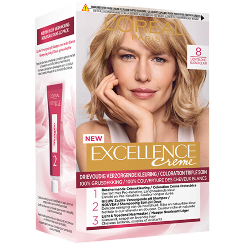 Een afbeelding van L'Oréal Excellence crème 08 lichtblond