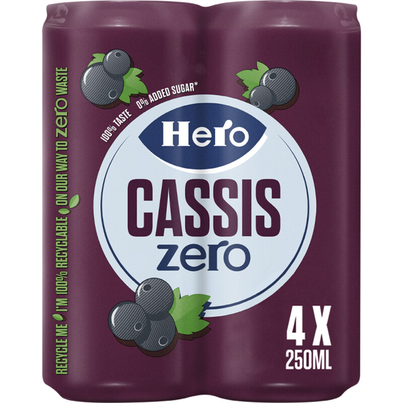 Een afbeelding van Hero Cassis zero 4-pack