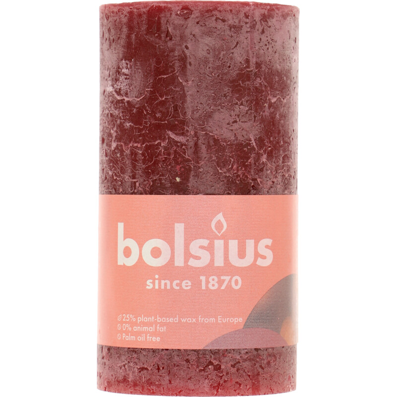 Een afbeelding van Bolsius Rustieke kaars bordeaux 13cm