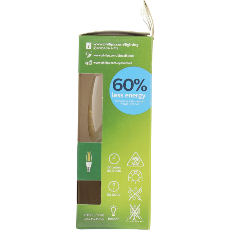 Een afbeelding van Philips Led fil kaars E14 40W white 3000k