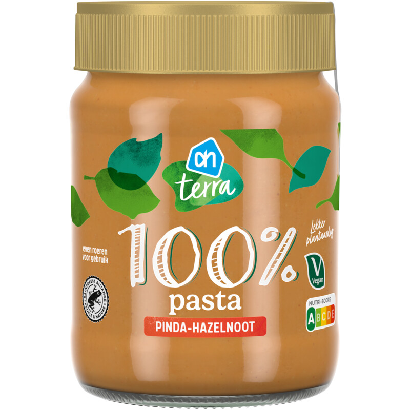 Een afbeelding van AH Terra Plantaardig 100% pasta pinda-hazelnoot