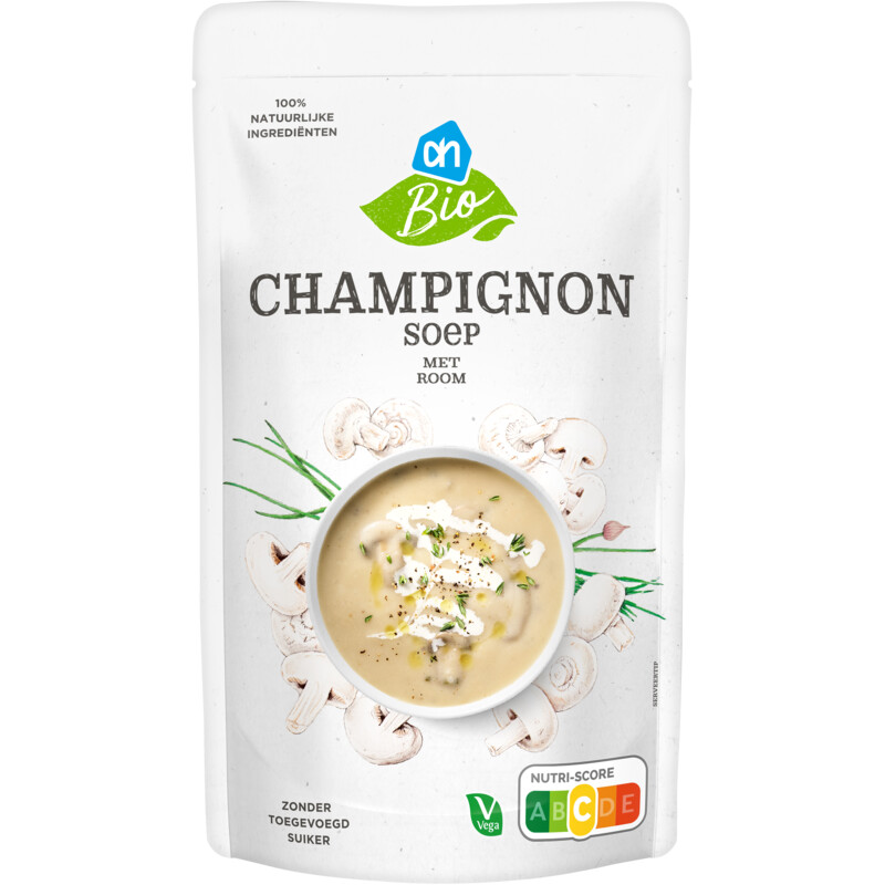 Een afbeelding van AH Biologisch Champignon soep met room