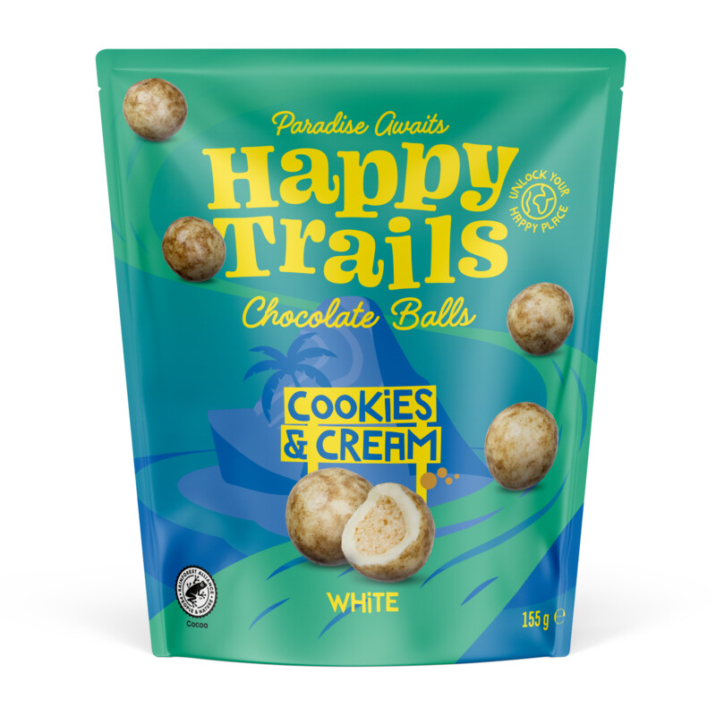 Een afbeelding van Happy Trails Crunchy chocolate balls cookies & cream