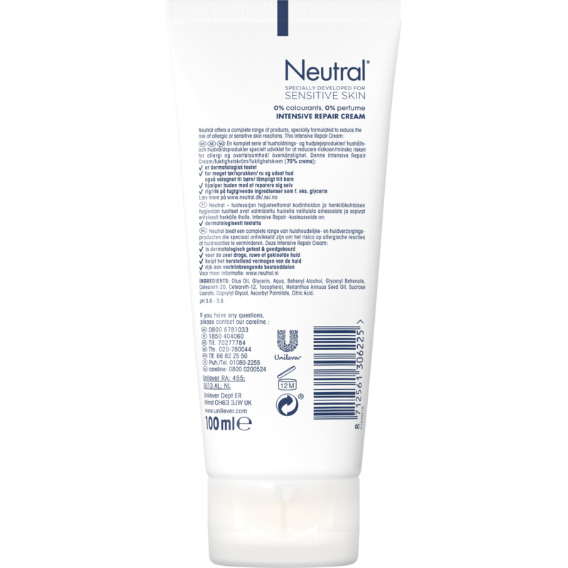 Een afbeelding van Neutral Intense repair cream sensitive skin