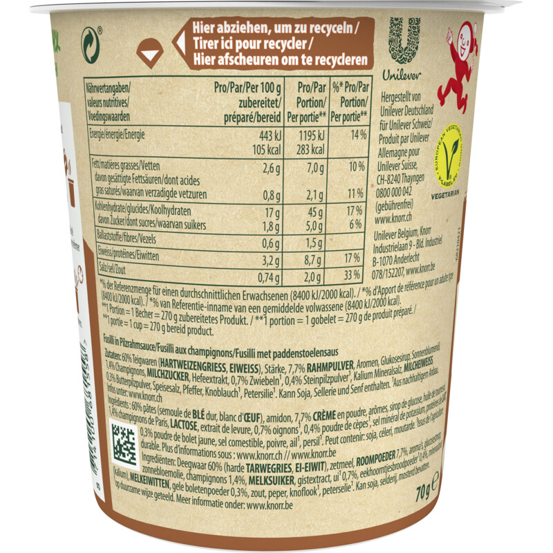 Een afbeelding van Knorr Instant Snack Funghi bel