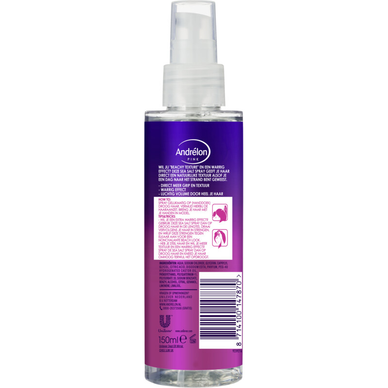 Een afbeelding van Andrélon Pink beachy texture sea salt spray