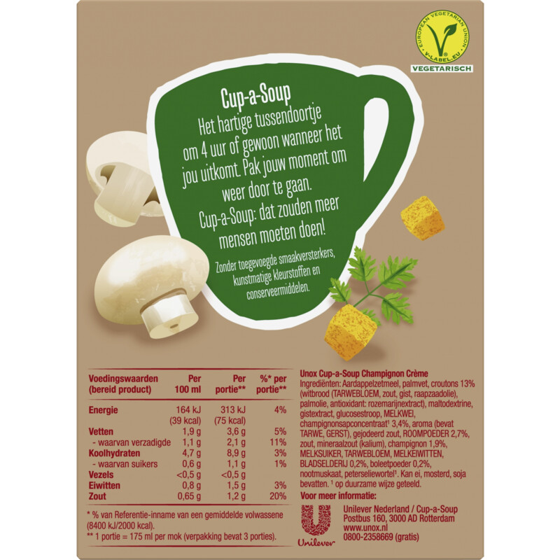 Een afbeelding van Unox Cup-a-soup champignon crème