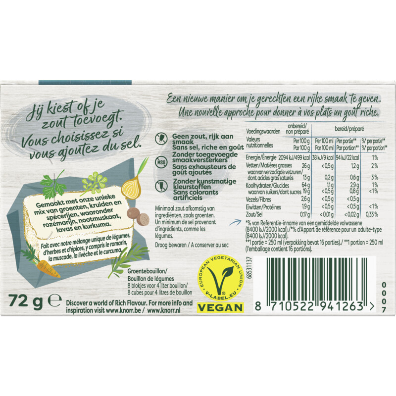 Een afbeelding van Knorr Groente légumes bouillon zero salt