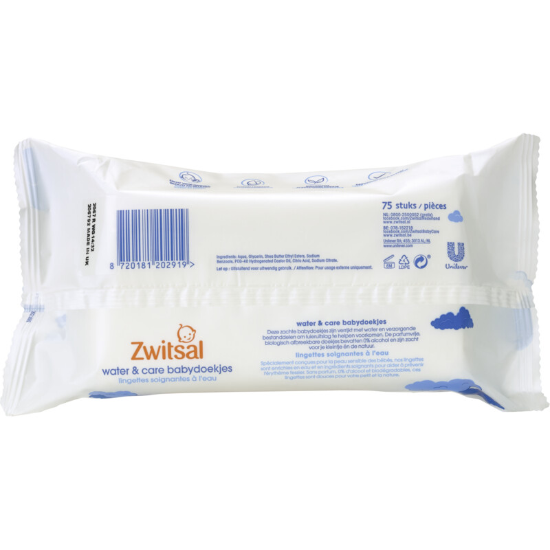 Een afbeelding van Zwitsal Water & care babydoekjes