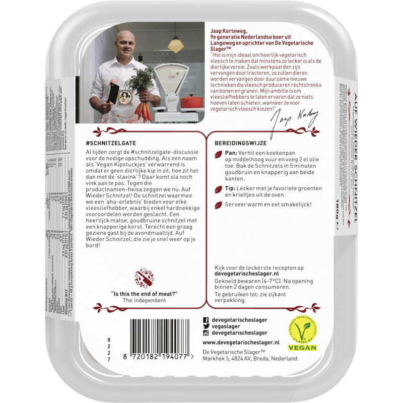 Een afbeelding van Vegetarische Slager Vegan auf wieder schnitzel