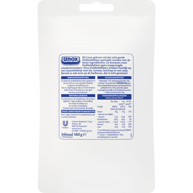 Een afbeelding van Unox Dubbeldekkers hamburgers