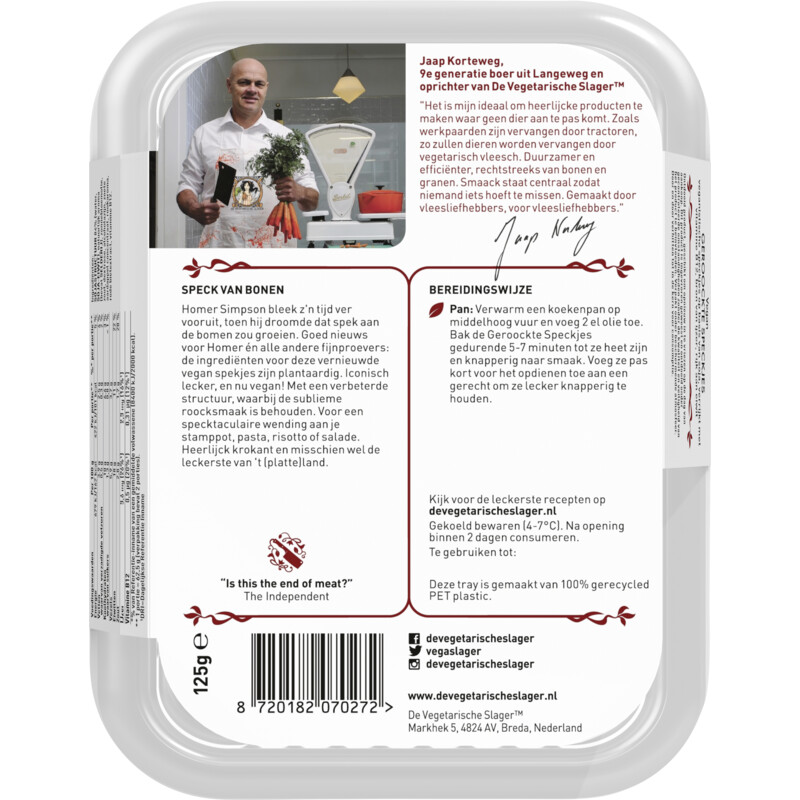 Een afbeelding van Vegetarische Slager Vegan geroockte speckjes