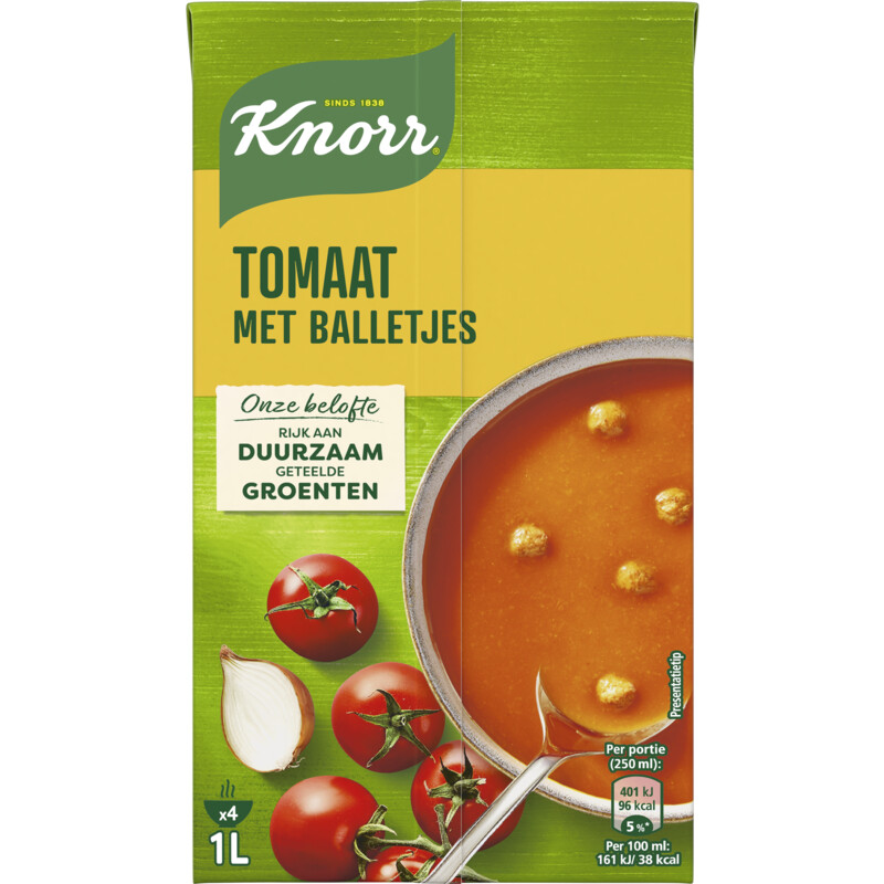 Een afbeelding van Knorr Tetra tomatensoep met balletjes BEL